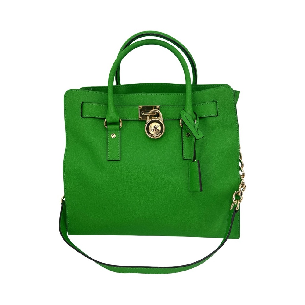 Michael Kors Green and Gold Satchel with Structured Design